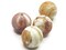 4 20mm Off White with Red and Brown Stripe Vintage Lucite Round Beads